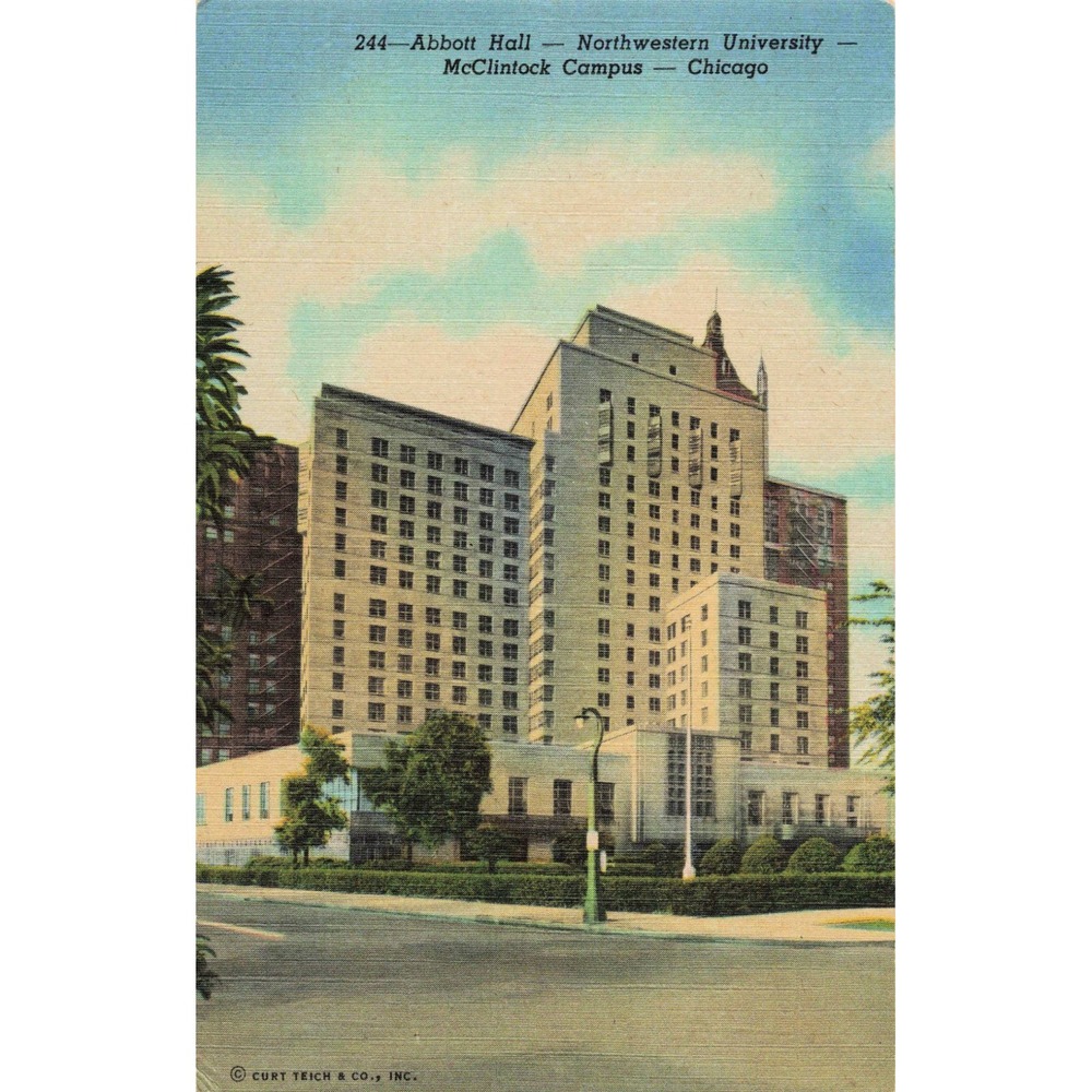 Vintage Northwestern University Abbott Hall Postcard Chicago McClintock Campus - Picture 1 of 2